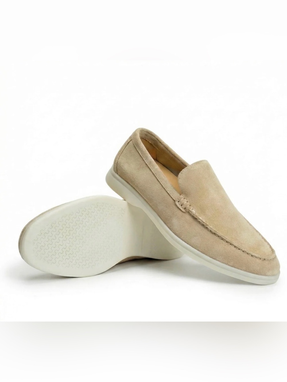 Men's Slip-On Suede Loafers in Beige